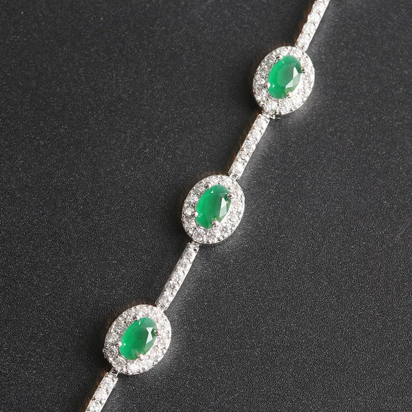 Wholesale Jewelry Minimalist Geometric Copper Inlaid Zircon And Glass Bracelet