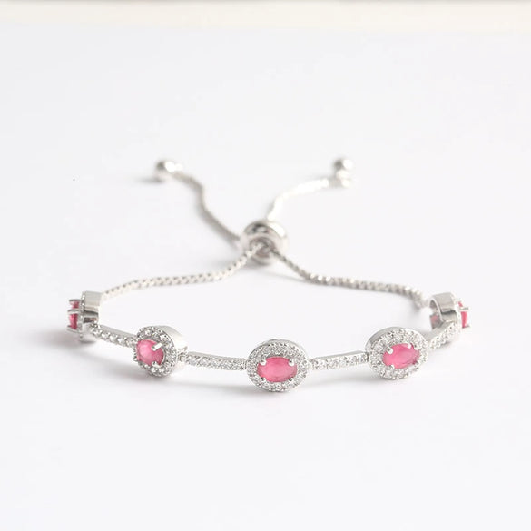 Wholesale Jewelry Minimalist Geometric Copper Inlaid Zircon And Glass Bracelet