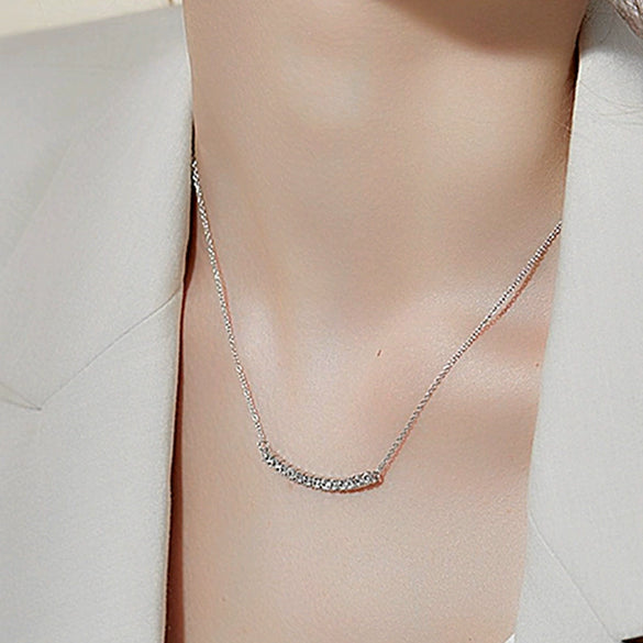 Wholesale Jewelry Minimalist Geometric Copper Mixed Gem Inlay Ushaped Smile Pendant Ochain Necklace For Women