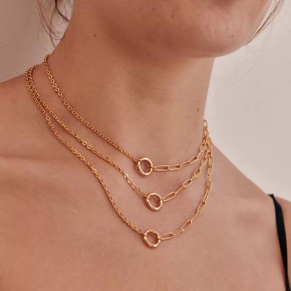 Wholesale Jewelry Minimalist Geometric Copper Pendant Necklace With 18K Gold Color Plating For Women