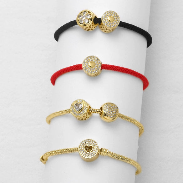 Wholesale Jewelry Minimalist Geometric Copper Round Beads Bracelet With Electroplating