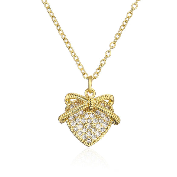 Wholesale Jewelry Minimalist Geometric Copper Zircon Pearl Love Pendant Necklace For Women