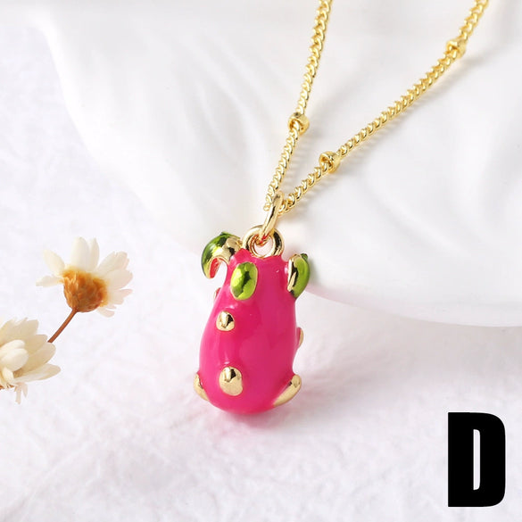 Wholesale Jewelry Minimalist Geometric Fruit Pendant Necklace Copper Gold Plated Clavicle Chain