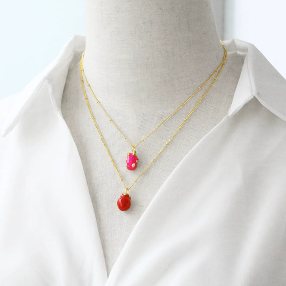 Wholesale Jewelry Minimalist Geometric Fruit Pendant Necklace Copper Gold Plated Clavicle Chain