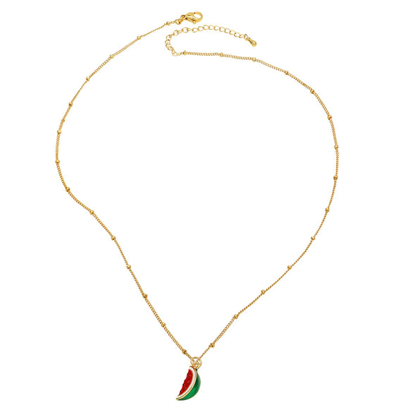 Wholesale Jewelry Minimalist Geometric Fruit Pendant Necklace Copper Gold Plated Clavicle Chain