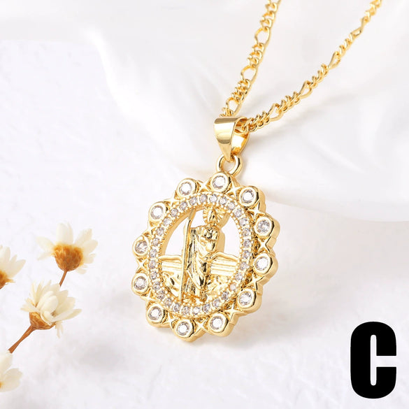 Wholesale Jewelry Minimalist Geometric Heart Copper Gold Plated Pendant Necklace For Women