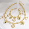 Wholesale Jewelry Minimalist Geometric Heart Copper Goldplated Necklace Set For Women