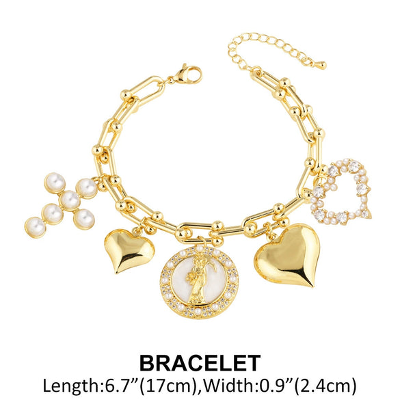 Wholesale Jewelry Minimalist Geometric Heart Copper Goldplated Necklace Set For Women