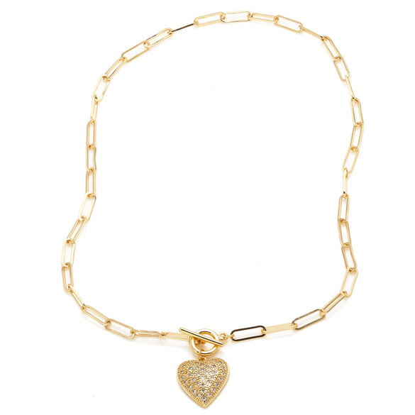 Wholesale Jewelry Minimalist Geometric Heart Pendant Necklace Copper Electroplating