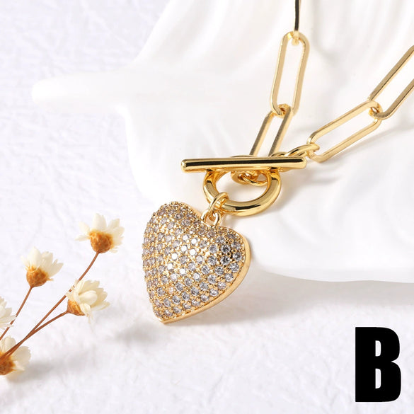 Wholesale Jewelry Minimalist Geometric Heart Pendant Necklace Copper Electroplating