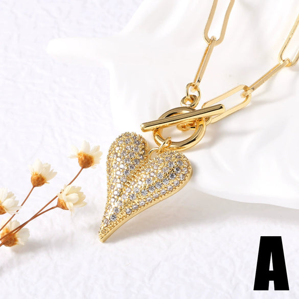 Wholesale Jewelry Minimalist Geometric Heart Pendant Necklace Copper Electroplating