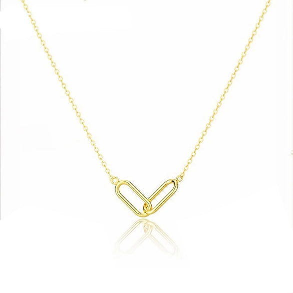 Wholesale Jewelry Minimalist Geometric Oval Cross S925 Sterling Silver Gold Plated Polished O Chain Necklace For Women
