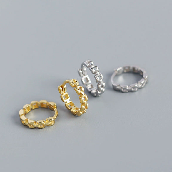 Wholesale Jewelry Minimalist Geometric S925 Silver Electroplated Watch Band Ear Buckle Ear Stud For Women