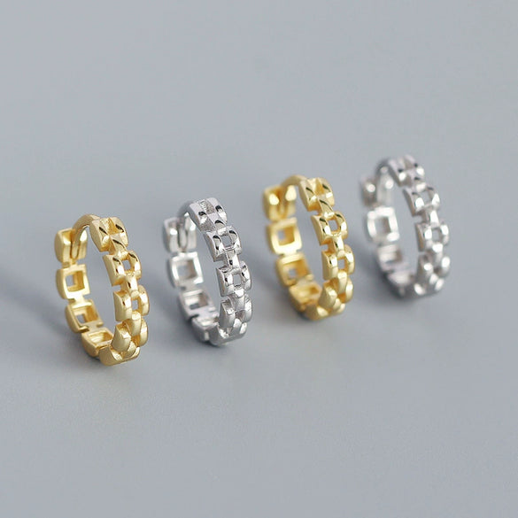 Wholesale Jewelry Minimalist Geometric S925 Silver Electroplated Watch Band Ear Buckle Ear Stud For Women