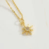 Wholesale Jewelry Minimalist Geometric Snowflake Copper Pendant Ochain Necklace With Mixed Gemstone Inlay Electroplating For Women