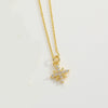 Wholesale Jewelry Minimalist Geometric Snowflake Copper Pendant Ochain Necklace With Mixed Gemstone Inlay Electroplating For Women