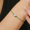 Wholesale Jewelry Minimalist Glass Glazed Leaves Handmade Four Leaf Clover Bracelet For Women