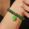 Wholesale Jewelry Minimalist Glass Glazed Leaves Handmade Four Leaf Clover Bracelet For Women
