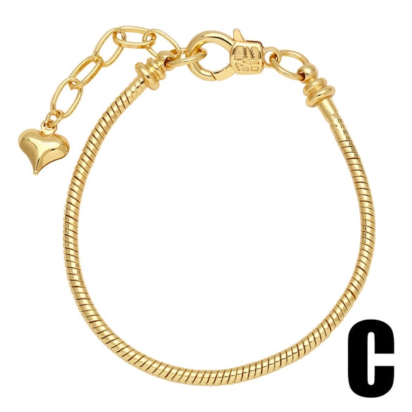 Wholesale Jewelry Minimalist Heart Shape Copper Electroplated Hand Woven Bracelet