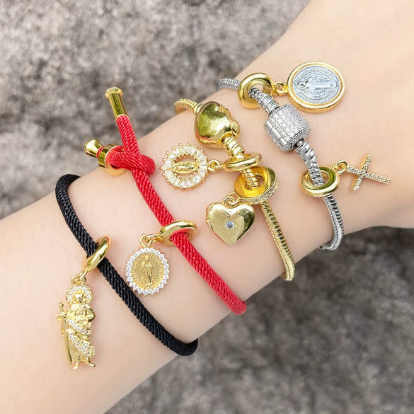 Wholesale Jewelry Minimalist Heart Shape Copper Electroplated Hand Woven Bracelet