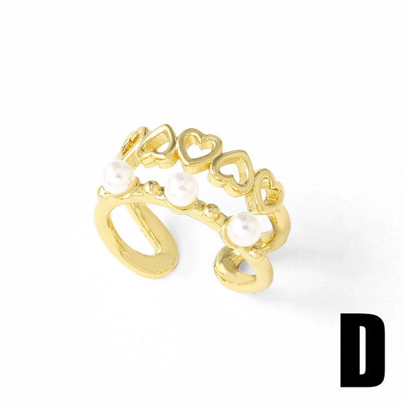 Wholesale Jewelry Minimalist Heart Shape Copper Gold Plated Women's Ring
