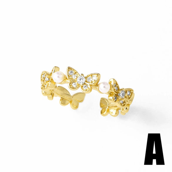 Wholesale Jewelry Minimalist Heart Shape Copper Gold Plated Women's Ring