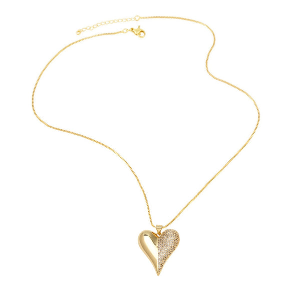 Wholesale Jewelry Minimalist Heart Shape Copper Goldplated Pendant Necklace O Chain For Women