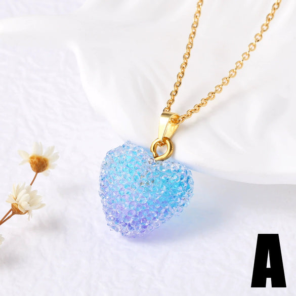 Wholesale Jewelry Minimalist Heart Shape Copper Pendant Necklace With Gold Plated O Chain