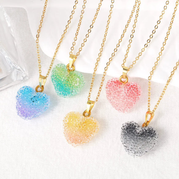 Wholesale Jewelry Minimalist Heart Shape Copper Pendant Necklace With Gold Plated O Chain