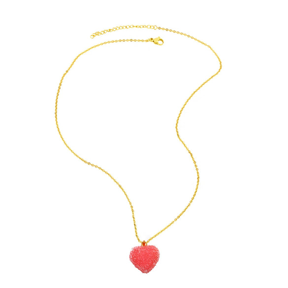 Wholesale Jewelry Minimalist Heartshaped Acrylic Pendant Necklace Copper Electroplating O Chain