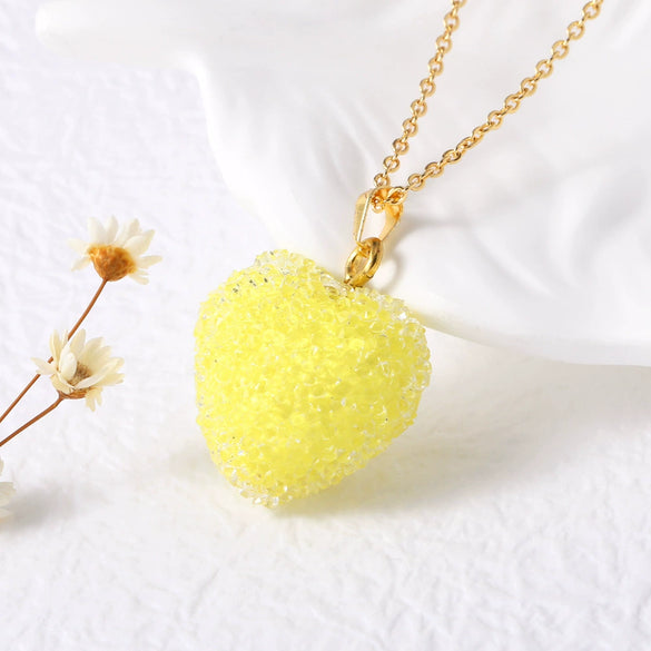 Wholesale Jewelry Minimalist Heartshaped Acrylic Pendant Necklace Copper Electroplating O Chain