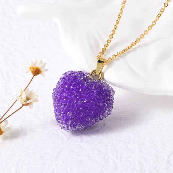 Wholesale Jewelry Minimalist Heartshaped Acrylic Pendant Necklace Copper Electroplating O Chain