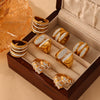 Wholesale Jewelry Minimalist Light Luxury Style Geometric 316L Stainless Steel Goldplated Ring With Stars And Diamonds Design