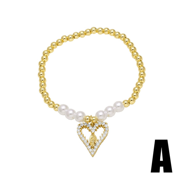 Wholesale Jewelry Minimalist Love Cross Copper Gold Plated Bracelet For Women
