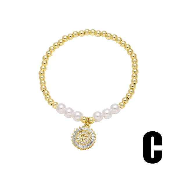Wholesale Jewelry Minimalist Love Cross Copper Gold Plated Bracelet For Women