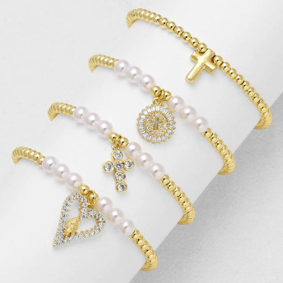 Wholesale Jewelry Minimalist Love Cross Copper Gold Plated Bracelet For Women