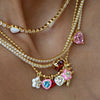 Wholesale Jewelry Minimalist Love Flower Geometric Copper O Word Chain Pendant Necklace Gold Plated
