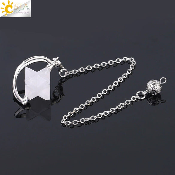 Wholesale Jewelry Minimalist Merkaba Sixpointed Star Natural Stone And Copper Pendant Necklace