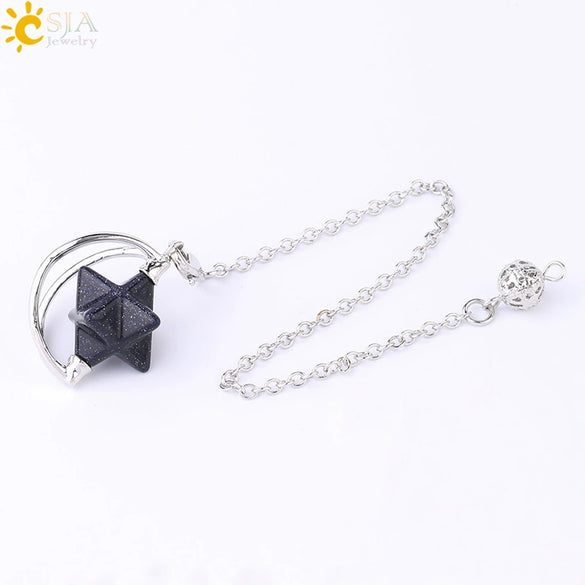 Wholesale Jewelry Minimalist Merkaba Sixpointed Star Natural Stone And Copper Pendant Necklace