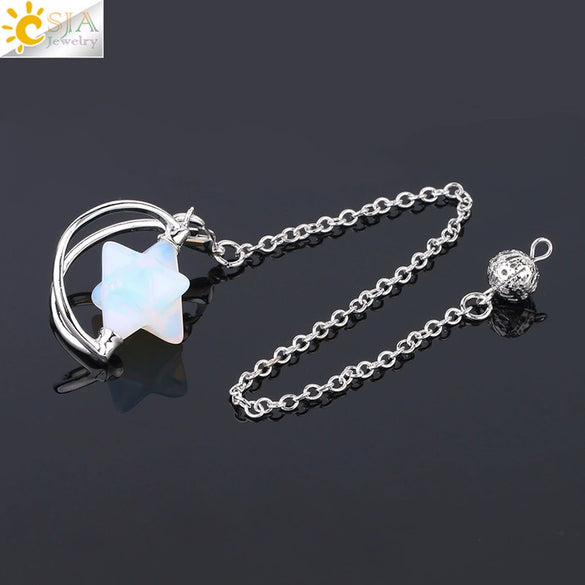 Wholesale Jewelry Minimalist Merkaba Sixpointed Star Natural Stone And Copper Pendant Necklace