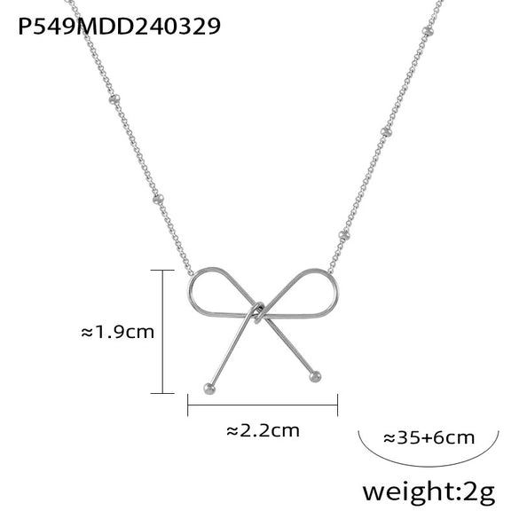 Wholesale Jewelry Minimalist Niche Cold Style Geometric Bow Pendant 316L Stainless Steel Gold Plated Chain