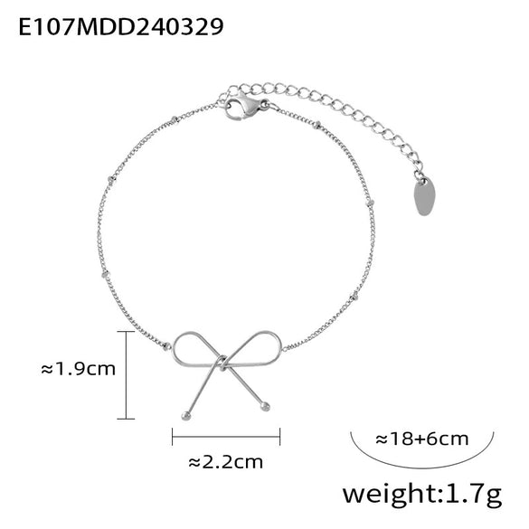 Wholesale Jewelry Minimalist Niche Cold Style Geometric Bow Pendant 316L Stainless Steel Gold Plated Chain