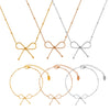 Wholesale Jewelry Minimalist Niche Cold Style Geometric Bow Pendant 316L Stainless Steel Gold Plated Chain