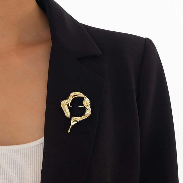 Wholesale Jewelry Minimalist Style Geometric Alloy Liquid Irregular Brooch For Women Electroplated