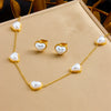 Wholesale Jewelry Minimalist Style Love Drops Bells Pattern Stainless Steel Electroplated Ochain Bracelet Earrings Necklace Set For Women