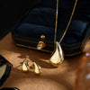 Wholesale Jewelry Minimalist Style 925 Silver Heart Water Drop Bell Pendant Necklace And Earrings Set With Electroplating