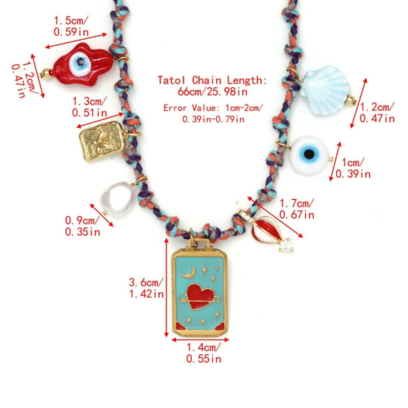 Wholesale Jewelry Minimalist Titanium Steel Ocean Woven Necklace With Colorful Shell Pendants Geometric Animal Zodiac Electroplating