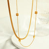 Wholesale Jewelry Modern Style Simple Style Classic Style Square 304 Stainless Steel 18K Gold Plated Layered Plating Double Layer Necklaces