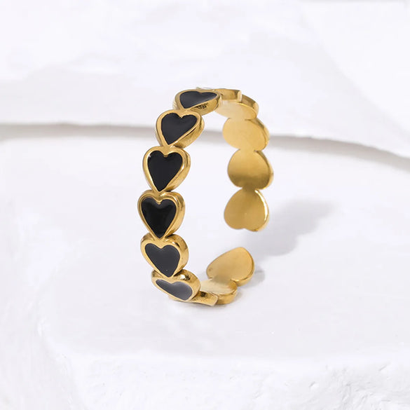 Wholesale Jewelry Modern Style Simple Style Heart Shape 304 Stainless Steel 18K Gold Plated Plating Open Rings