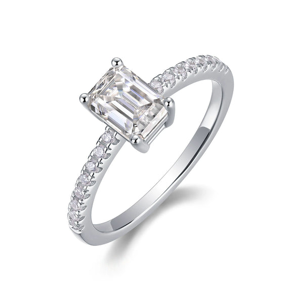 Wholesale Jewelry Moissanite Ring 925 Silver Geometric Style Set With Diamonds